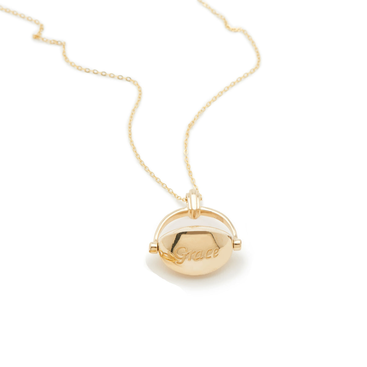 Love, Grace, and Wisdom Spinner Pendant in Solid 14K Yellow Gold (Regular Size)